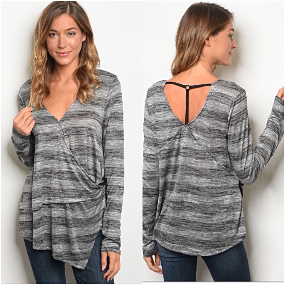 Gorgeous V-Neck Wraparound Tunic Top Medium - Picture 2 of 8